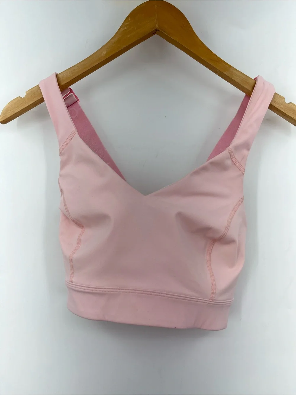 Outdoor Voices Circuit Bra in Cosmos 0718 S/M D cup light pink logo adjustable